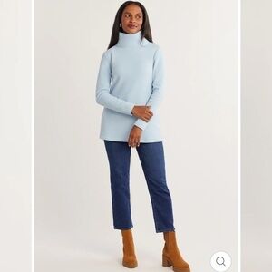 Dudley Stephens Cobble Hill‎ Turtleneck Vello Fleece Sweatshirt Top in Ice Blue